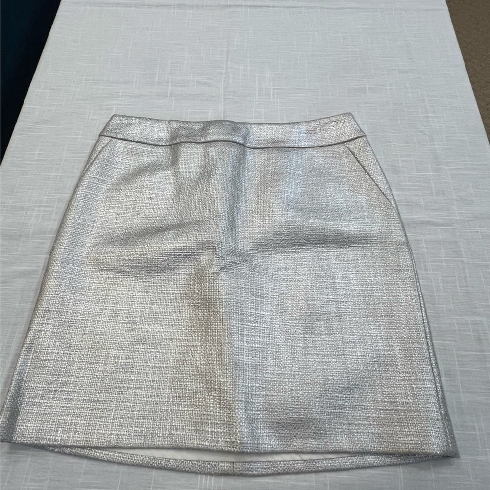 White House Black Market Shimmering Silver Mini Skirt